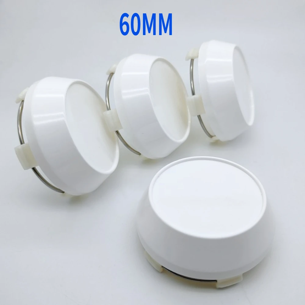 

4pcs R60 White Car Wheel Center Caps High Cap O.D 60MM / I.D 56MM Wheels Hub Rim Hubcaps Cover No Badge Replace Car Accessories