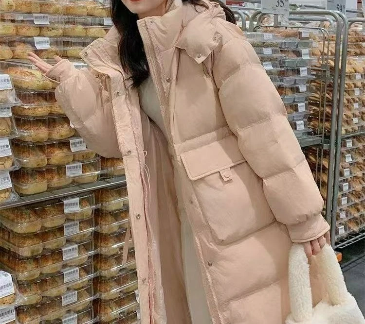 Doudoune d'hiver taille moyenne et longue pour femme, manteau épais à capuche en duvet de canard blanc, nouvelle collection 2025