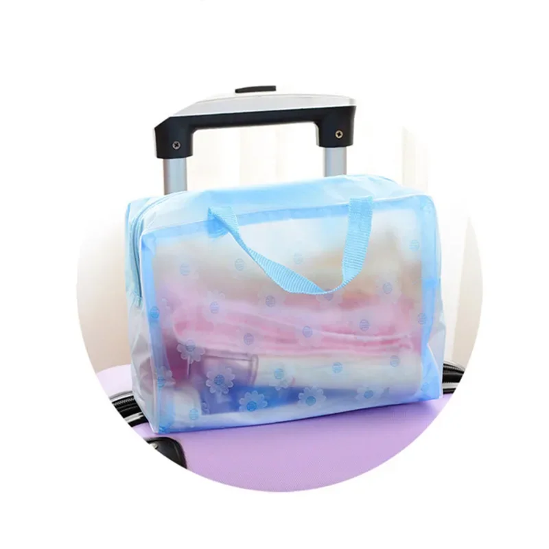 1 Pc PVC Transparent Cosmetic Bag Clear Makeup Bag for Women Girl Waterproof Zipper Beauty Case Travel Toiletry Bags Handbag