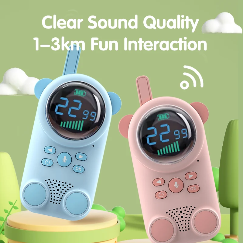 B1 Walkie-talkie Interaction Within 3km Children's Social Toys LCD High-definition Display USB Charging Gifts For Kid 2 Pack