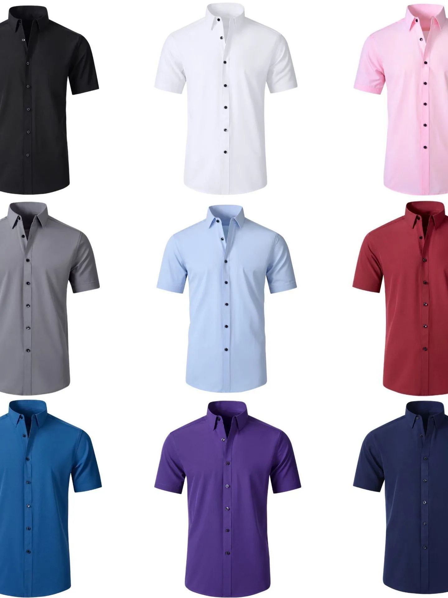 

Мужской однотонный ort Sve irt с воротником-стойкой на пуговицах, полиэстер, не гладкий, весна 20л.