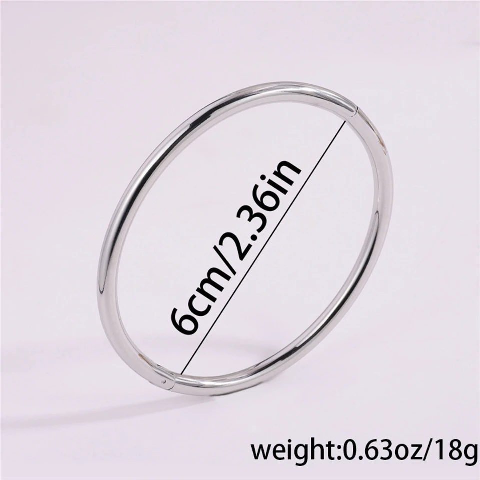 Yupsk Glossy Gold Color Stainless Steel Cuff Bangle for Women Smooth Thin Cylinder Bracelet Exquisite Waterproof Jewelry Gift image 5
