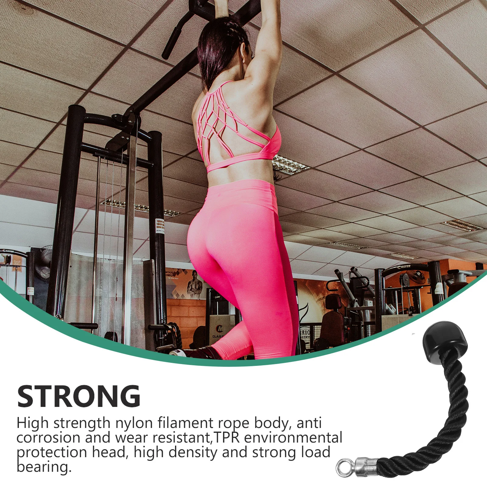 حبل نايلون برباط لتدريب القوة لعضلة الرأس ذات الرأسين ثلاثية الرؤوس ونظام كابل بكرة اللياقة البدنية آلة ممارسة الصالة الرياضية المنزلية