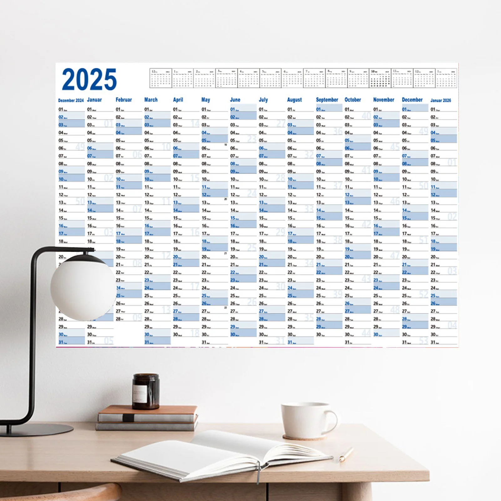 

Календарь-планировщик на 2025 год, большой настенный календарь Kawaii, список дел, планировщик, список дел, органайзер для расписания, офисные принадлежности