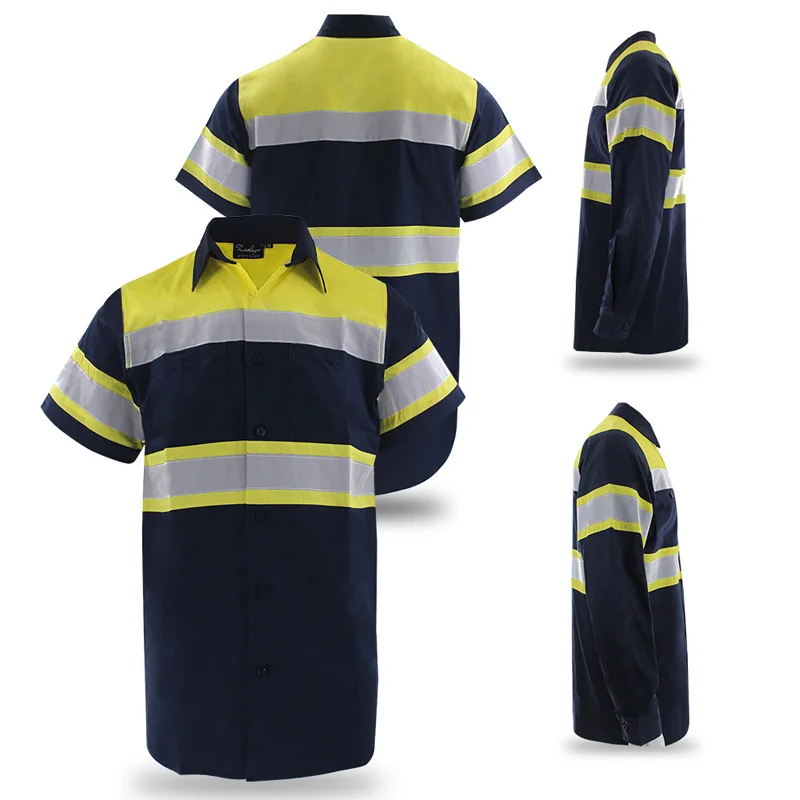 

Cotton Work Shirt Short Sleeve Summer Construction Road Building Site Workwear Shirt for Man