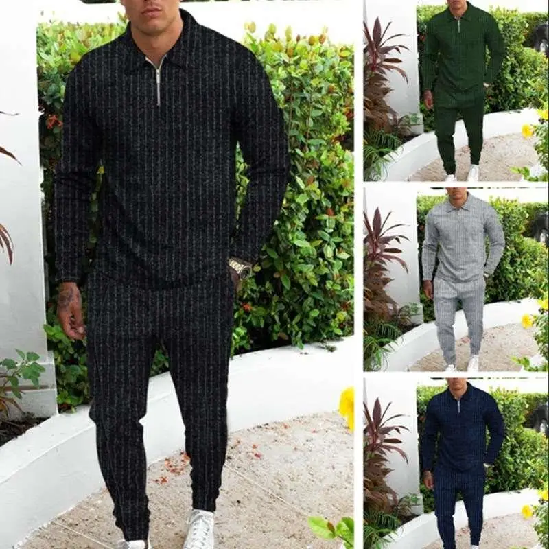 

Мужской повседневный комплект из двух предметов Long Sve, осенние брюки на молнии Faion, удобный дышащий мужской ансамбль