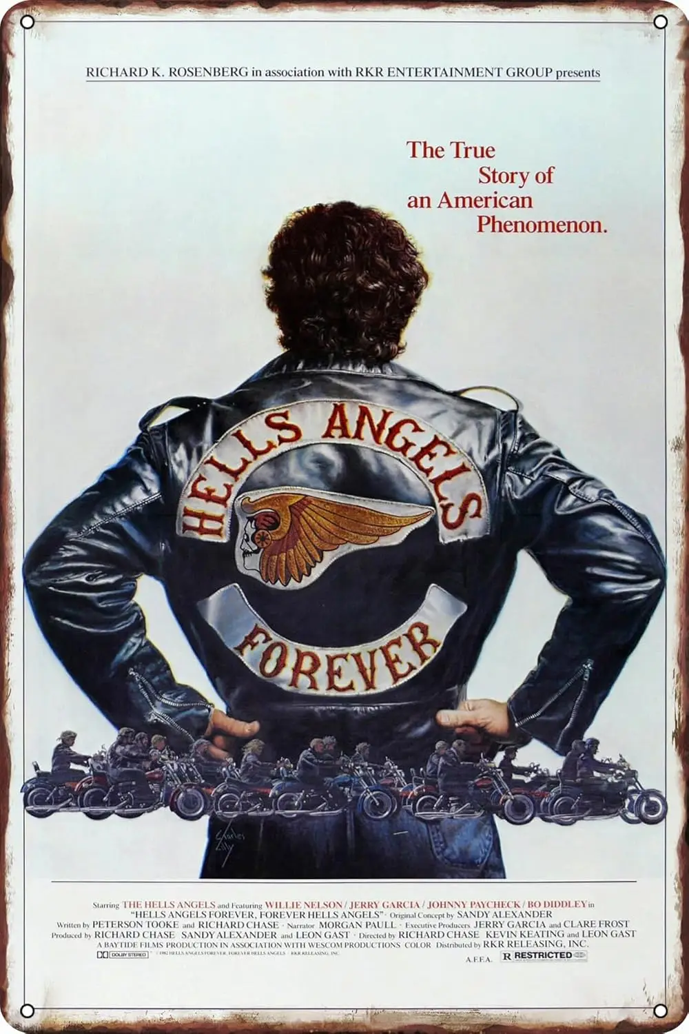 Vintage Tin Sign Movie Poster Hell's Angels Forever Drop Metal Sign Retro Wall Decor for Home Cafes Office Store Pubs Club S