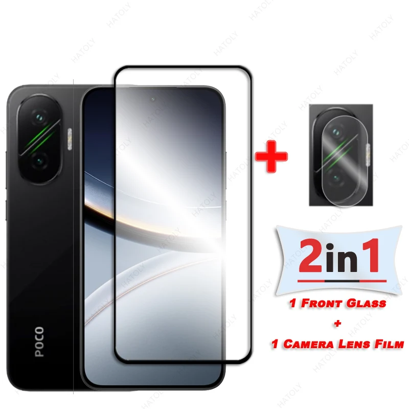 ل Xiaomi Poco F7 الزجاج حامي الشاشة ل Xiaomi Poco F7 الزجاج المقسى حافة سوداء طبقة رقيقة واقية عدسة الكاميرا حامي #2