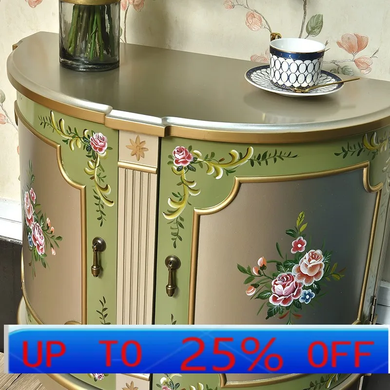 

LH retro painted corner cabinets enter the door to decorate the foyer semicircular entrance against the wall for storage