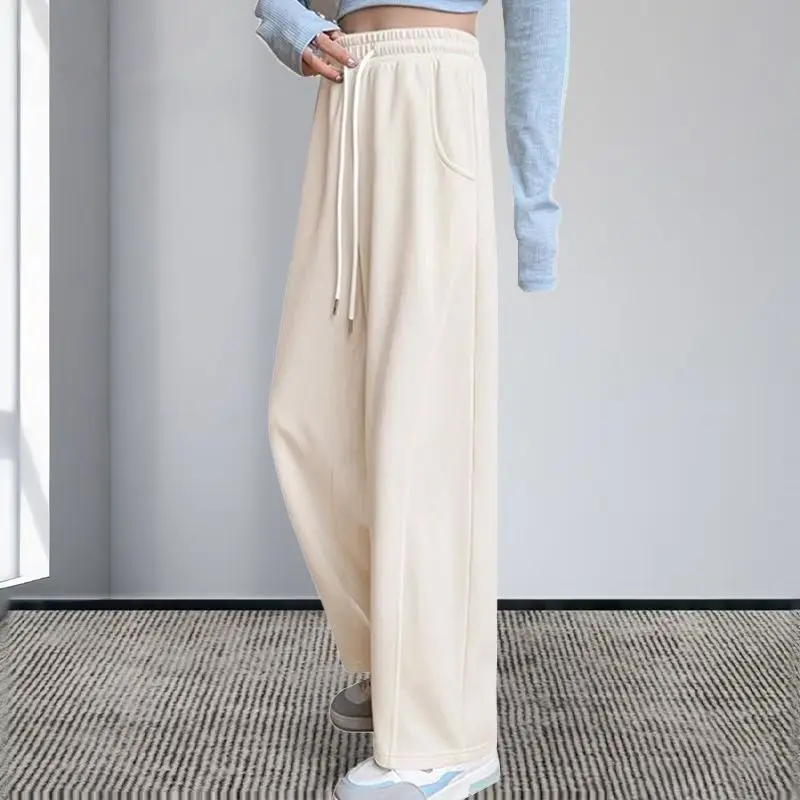 Modieuze broek met wijde pijpen Bananenbroek 2025, herfstnieuwe sportbroek met hoge taille, laat je er groter uitzien Wijde pijpen