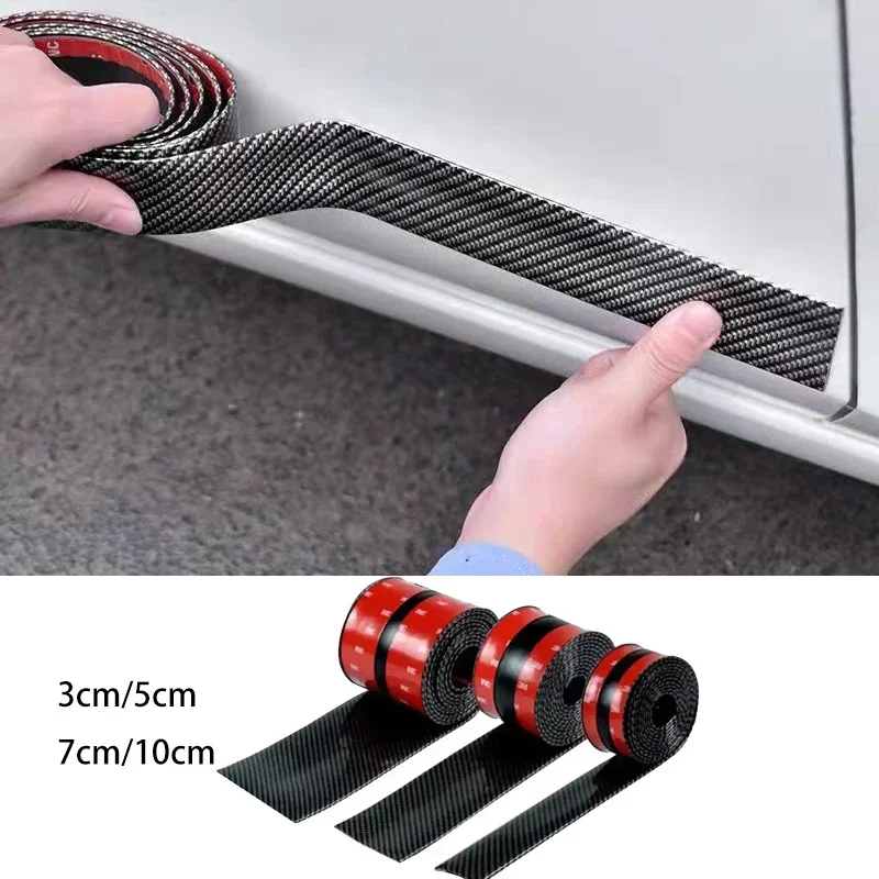 

Nano Carbon Fiber Car Adhesive Tapes Paste Strip Auto Door Sill Side Mirror Anti Scratch Stickers Waterproof Protection Film DIY