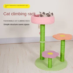 Cat climbing frame, new cat scratching column, available in all seasons, toys, small  jumping platform, flowers,  nest,