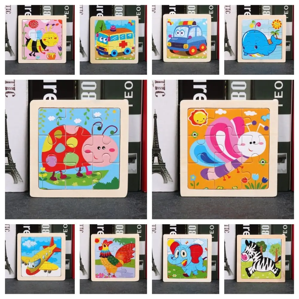 Zwierzęta Cartoon zwierząt układanka Cartoon kolorowe 3d drewniane puzzle zabawki edukacyjne Montessori dziecko drewniane zabawki rodzic-dziecko