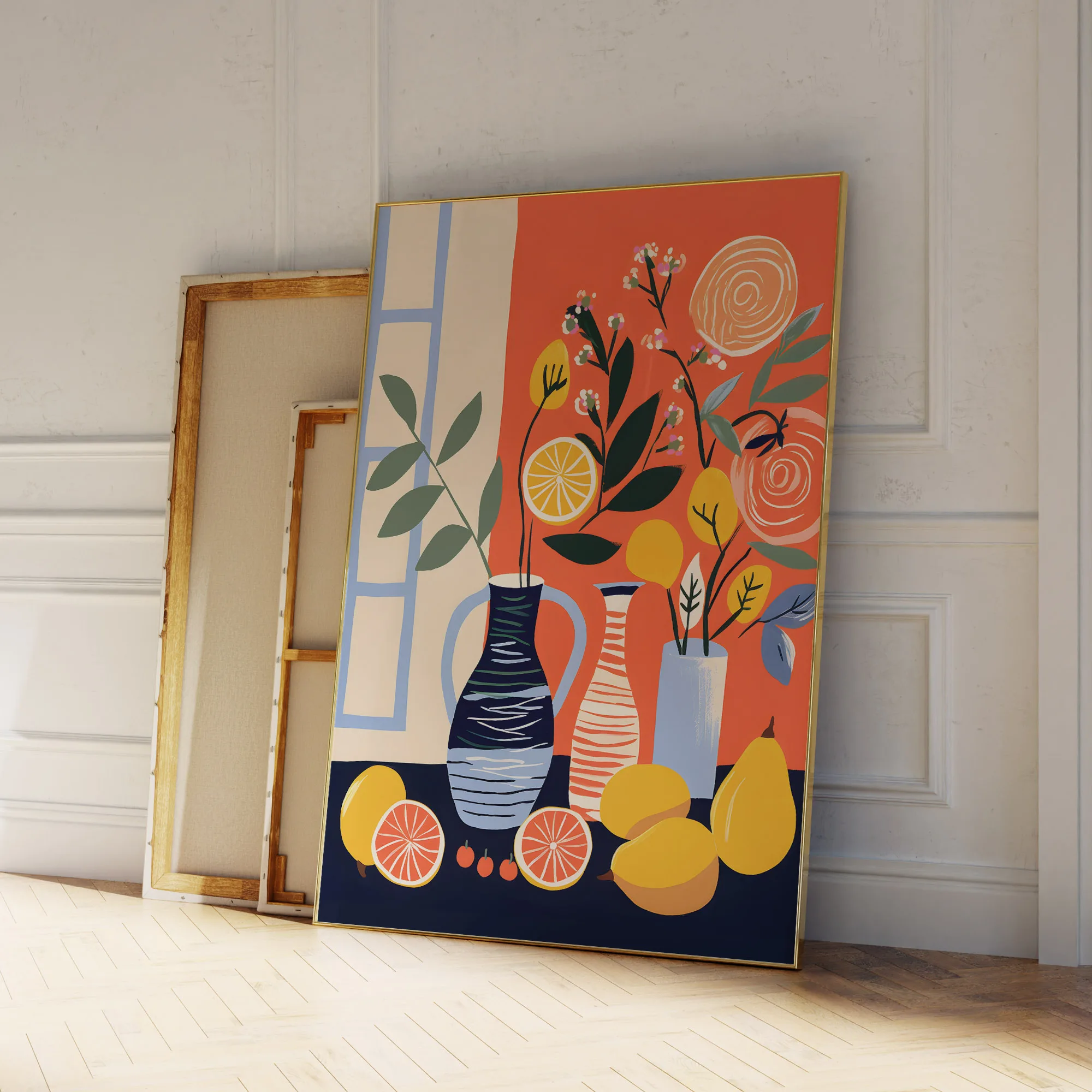 Moderne Beeren Orangen und Zitronen Boho skurrile Stil Wand Kunstdrucke Leinwand Malerei Poster Bild für Wohnzimmer Home Decor