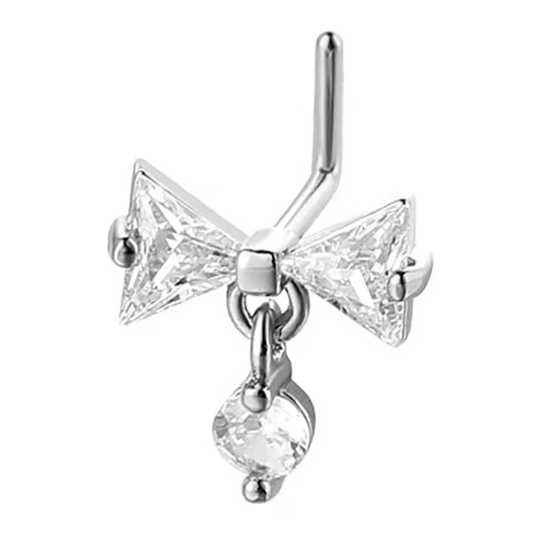 20G Titanium stainless steel Nose rings for Women Nose Piercing jewelry L-bend Cubic Nose Studs Body Jewelry