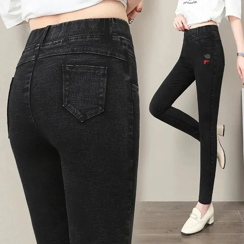 Women Winter Plush Vintage Vaqueros Thick Warm Elestic High Waist Pencil Jeans Casual Add Velvet Skinny Denim Pants Jean Capris
