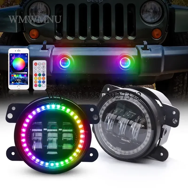 Wmwmnu for Jeep JK 4 Inch 30W 12V RGB Amber LED Fog Lights Auto Drive Systems Car Auxiliary Lamp