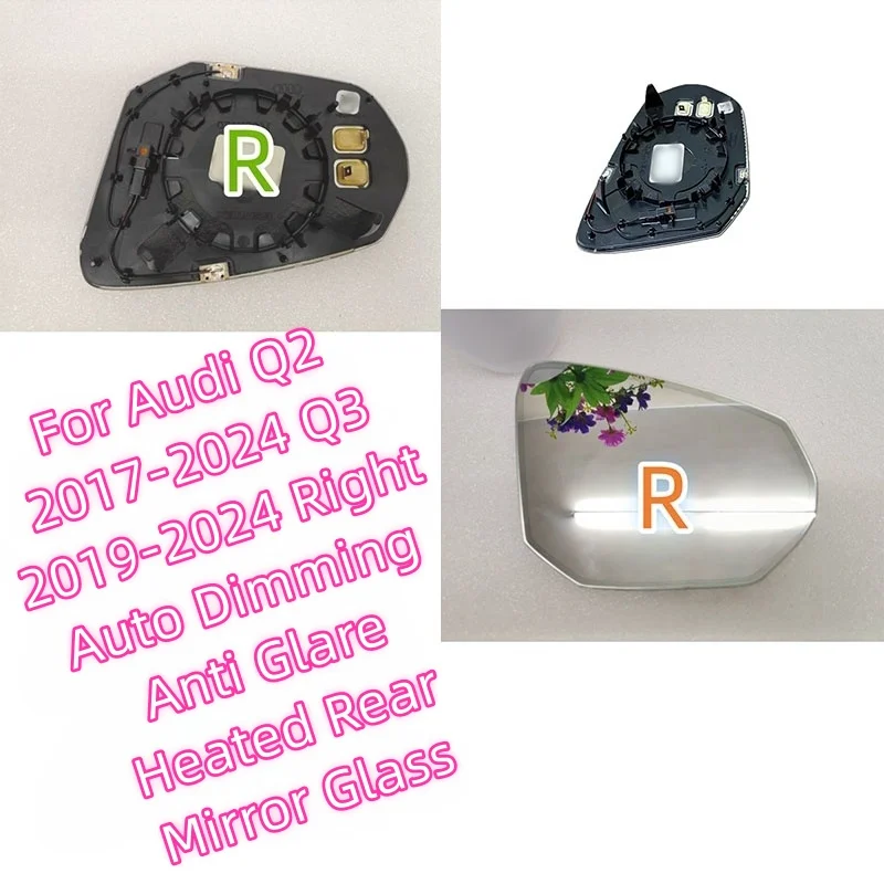 

Для Audi Q2 2017-2024 Q3 2019-2024 правое автоматическое затемнение антибликовое стекло заднего зеркала с подогревом