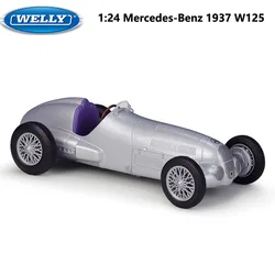 Mercedes-Benz 1937 W125 High Quality WELLY Diecast 1:24 Classic Metal Model Car Vintage Car Alloy Toy Car For Kids Collection