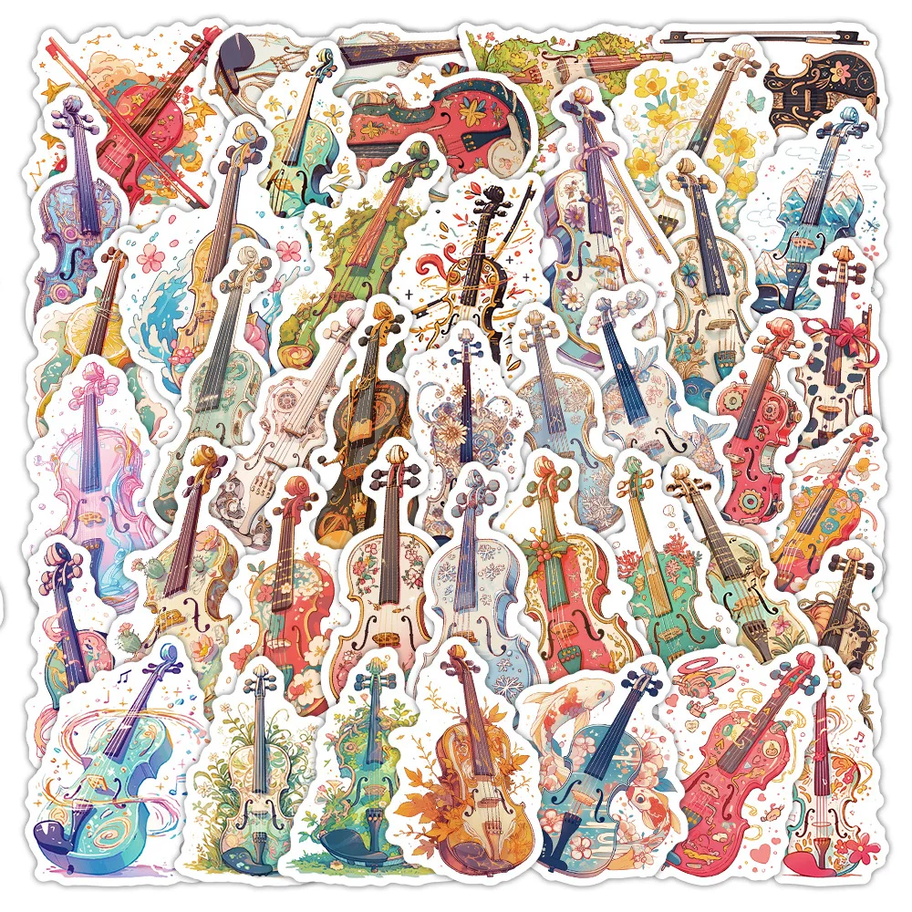 

10/56PCS Violin Musical Instrument Graffiti Stickers Waterproof Decals Toys Gifts for DIY Decorative Mobile Phone Case Desk