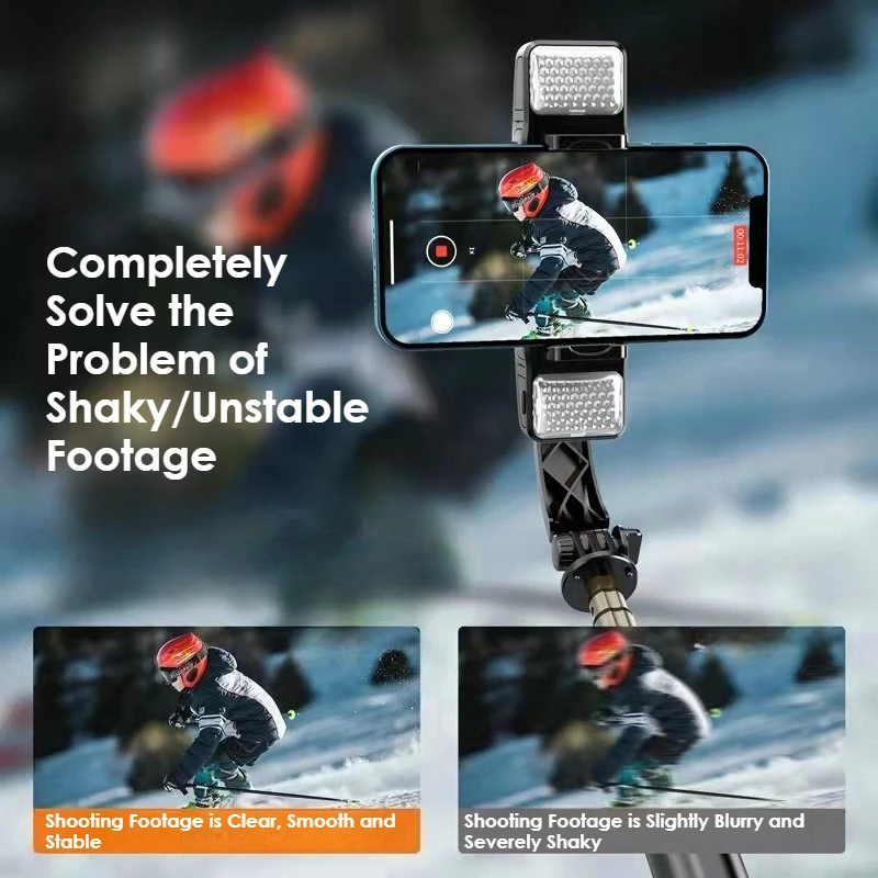 Single-Axis Gimbal Selfie Stick Anti-Shake Phone Stabilizer with Fill Light for Vlog Live