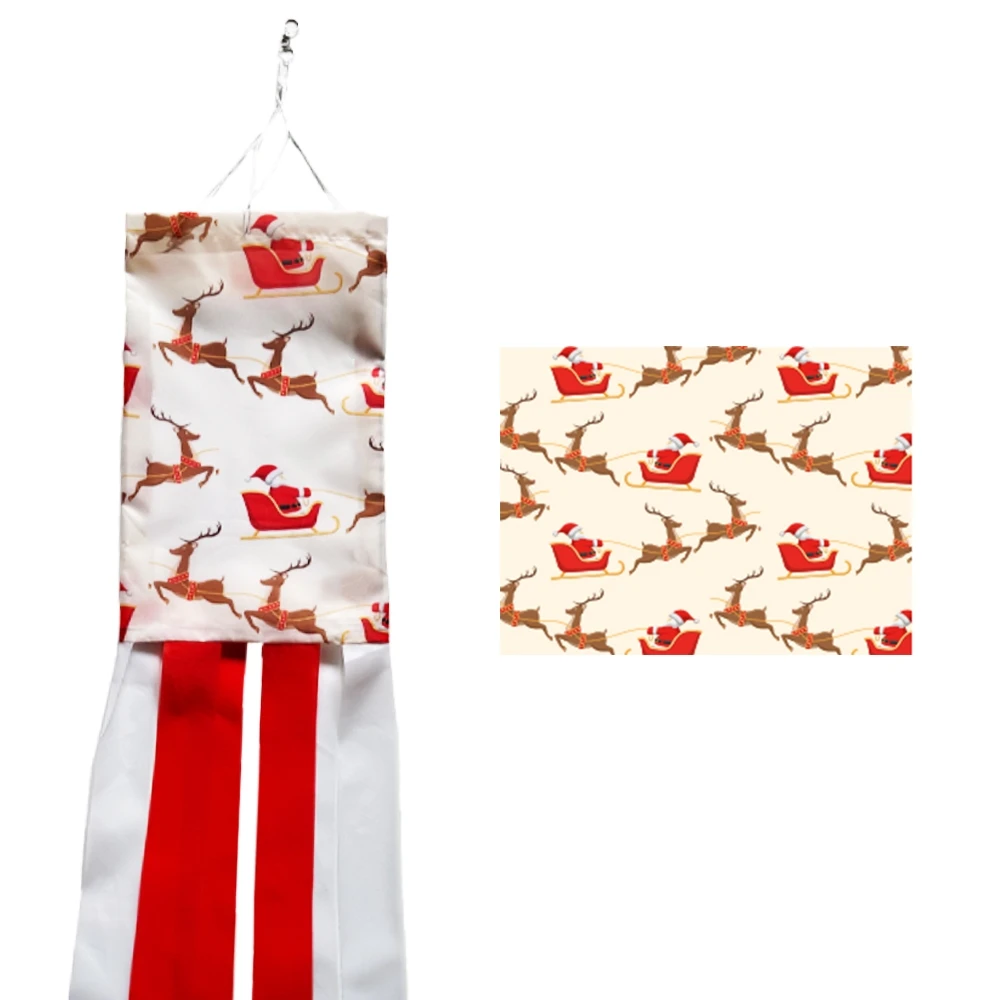 Merry Christmas Reindeer Santa Outdoor Windsock, Polyester material, Christmas Party Garden Celebration Garden Wind spinner D - view 5