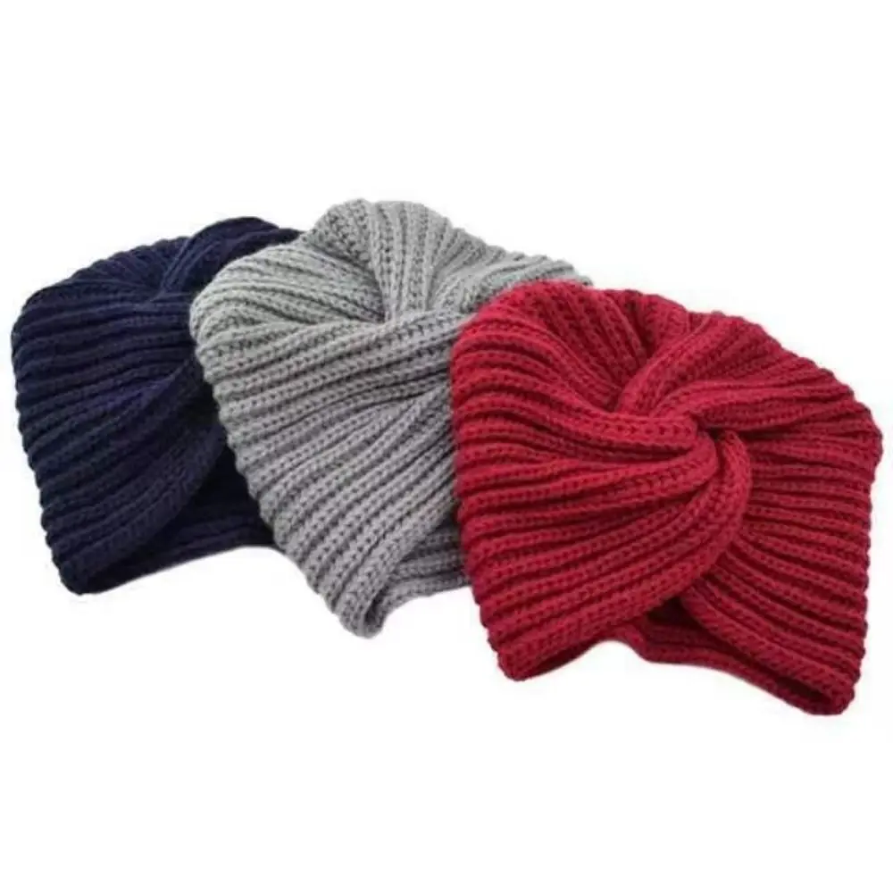 Bohemian Fashion Autumn Winter Warmer Ear Knitted Headband Headgear Women\'s Crochet Cross Wide Stretch Warmer Hairband Headwrap