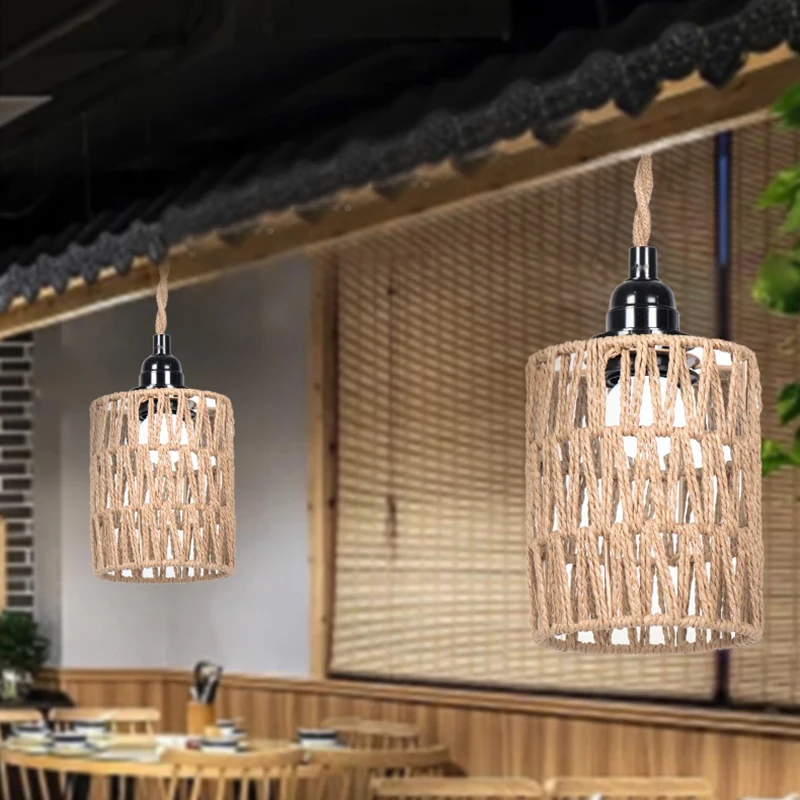 1 szt. Styl boho ręcznie tkany wystrój domu lampa sufitowa tkany abażur rattanowy abażur lampa wisząca klosz lampy wiszącej