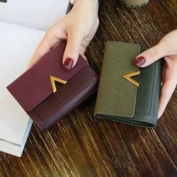 Monedero pequeño de cuero para mujer, billetera corta de marca de lujo, Mini billetera de moda femenina, tarjetero