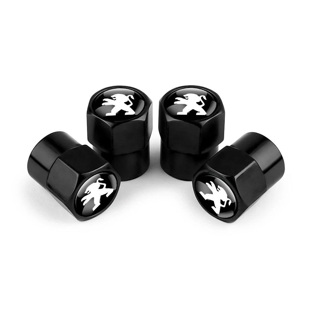 For Peugeot 5008 4008 206 208 308 307 207 3008 407 508 408 SW CC RCZ Hatch 4PCS Car Tire Valve Caps Car Accessories Center Cover view 3
