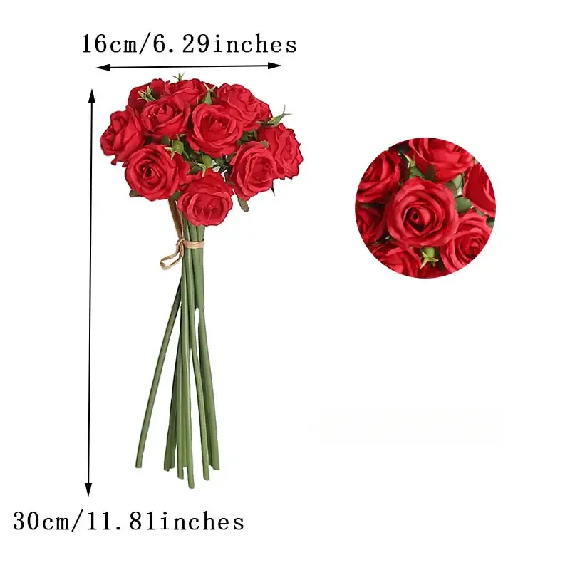 18 Einzelne Rosen in einer Hand, Fertiger Blumenstrauß, Wohnzimmerdekoration, Künstliche Blume – Detail 6