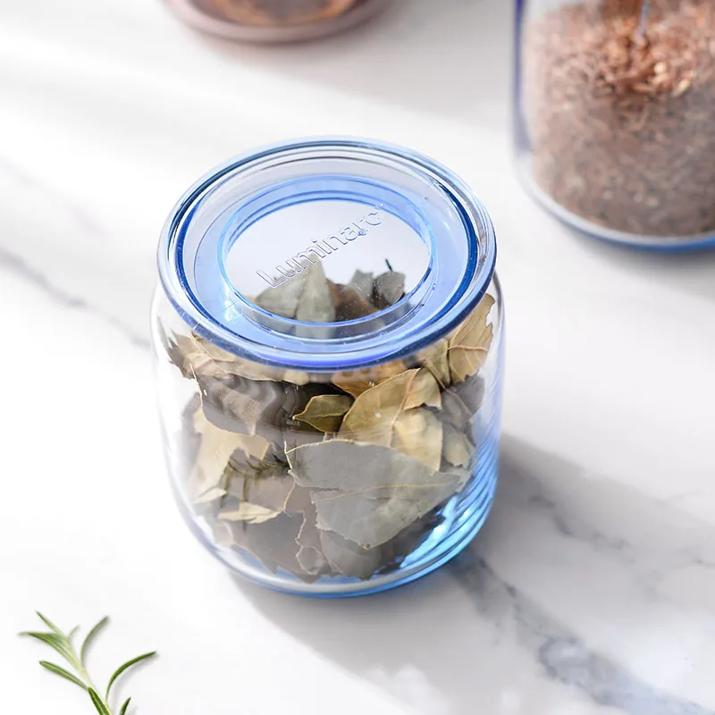 1000ml Transparent Glass Storage Jar Blue Sealed Candy Milk Powder Jar Modern Multigrain Dried Fruit Coffee Bean Storage Bottle