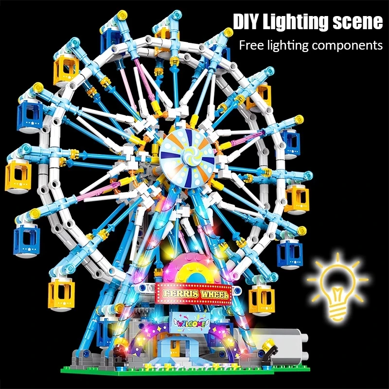 City Friends Rotating Ferris Wheel Building Blocks MOC Electric Bricks With Light Toys For Children Birthday Christmas Gifts