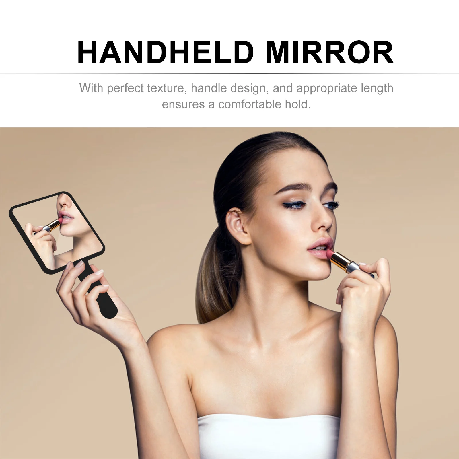 กระจกแต่งหน้าแบบมือถือ ดีไซน์เรียบเนียน เหมาะสำหรับการทาลิปสติก - ใช้งานได้สะดวก เหมาะสำหรับช่างตัดผมและศิลปิน