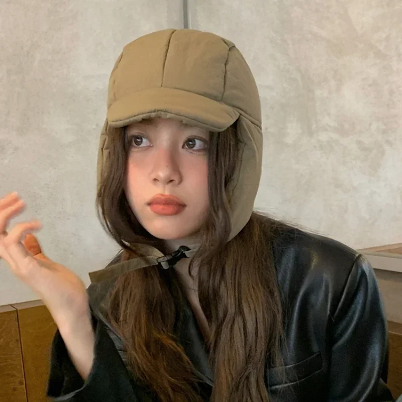 Koreaanse Retro Gewatteerde Oorbeschermvliegende Hoeden Voor Mannen En Vrouwen Herfst En Winter Buiten Skiën Warme Veelzijdige Bomberkappen