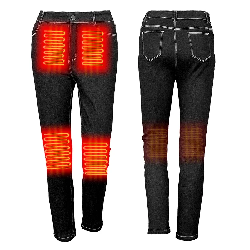 Winter Rechargeable Battery Electrical Heated Jean Pants Warming Trousers for Cold Weather