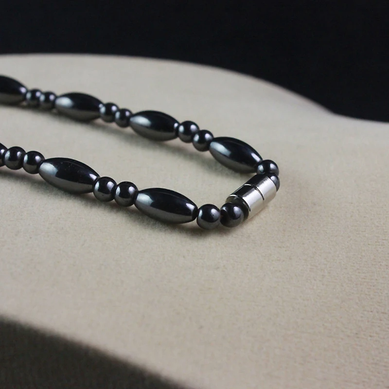 Magnetic Hematite Oval Beads Necklace for Men and Women Jewelry Gift