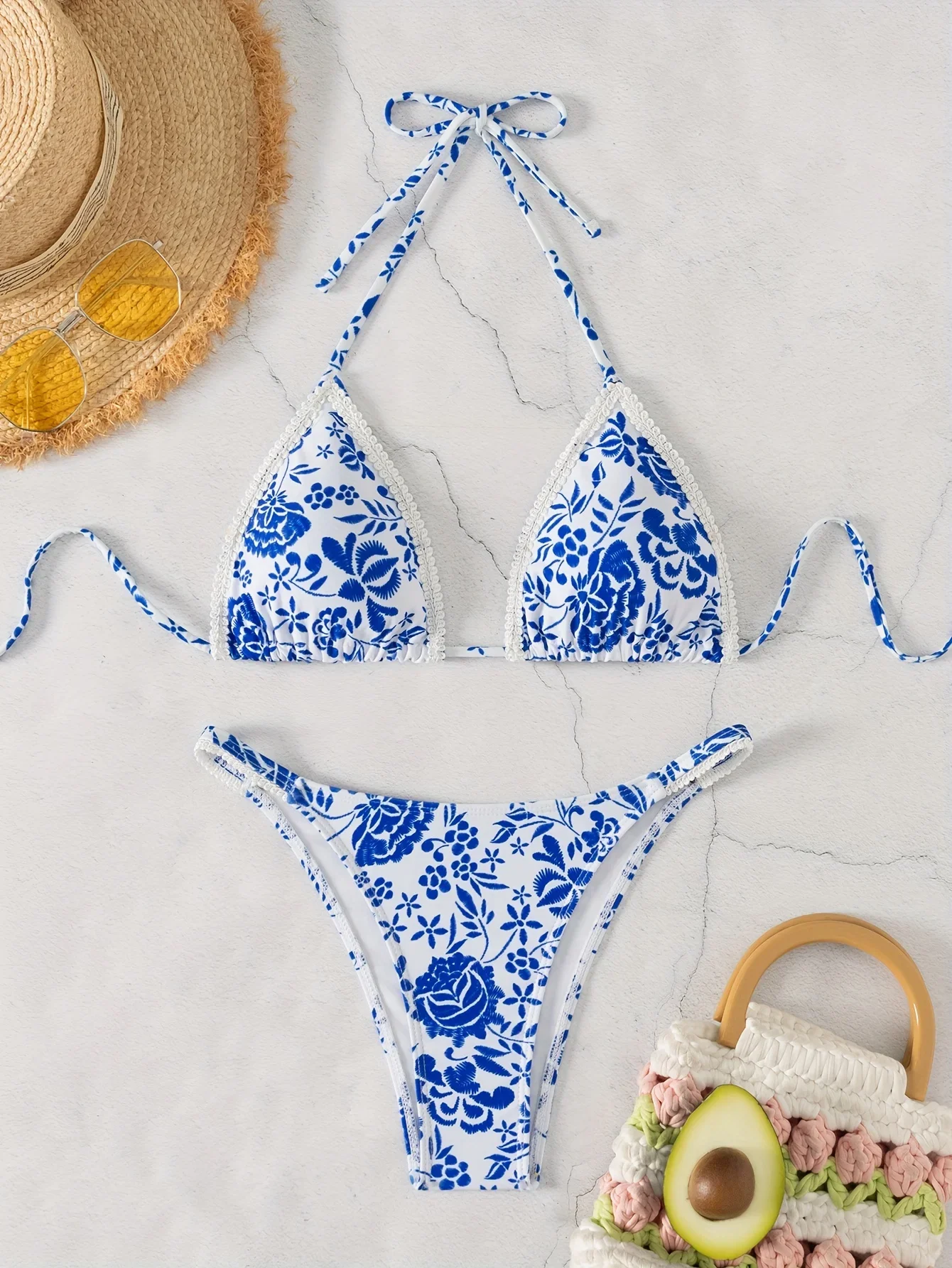 

ZTVitality Sexy Print Bikini Women 2 Piece Swimsuit Halter Bandage Backless Swimwear Summer Biquini 2024 New Low Waist Bikinis