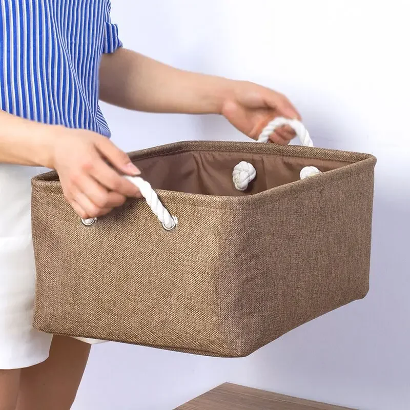 Cotton Linen Folding Storage Baskets Kids Toys Organizer Clothes and Sundries Storage Box Cabinet Bag Laundry Basket WF