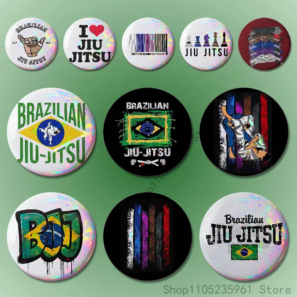 BJJ Brazilian Jiu Jitsu Pin Tinplate Round Brooch Cosplay Nijigen Otaku Culture Badges 58mm 44mm 32mm 75mm 25mm