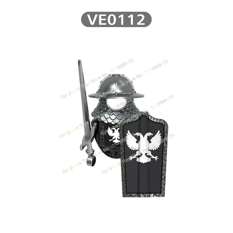 중세 액세서리 창 방패 검 액션 피규어 블랙 이글 기사들 블록 DIY 장난감 크리스마스 선물 V1002