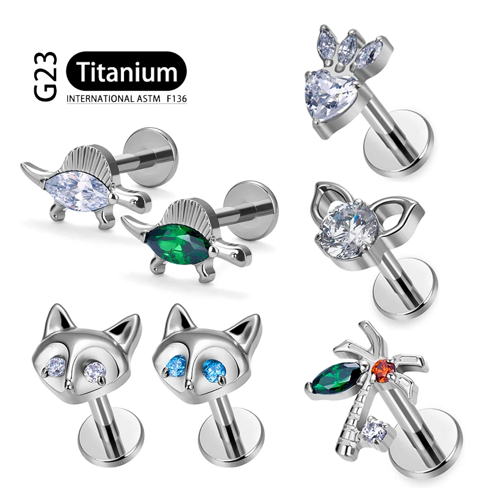 Pendientes de titanio ASTM F136 con forma de hoja para la oreja, Piercing para el cartílago superior, oreja, labio, hélice, lengua, uñas, joyería,