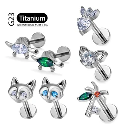 Pendientes de titanio ASTM F136 con forma de hoja para la oreja, Piercing para el cartílago superior, oreja, labio, hélice, lengua, uñas, joyería, 16G