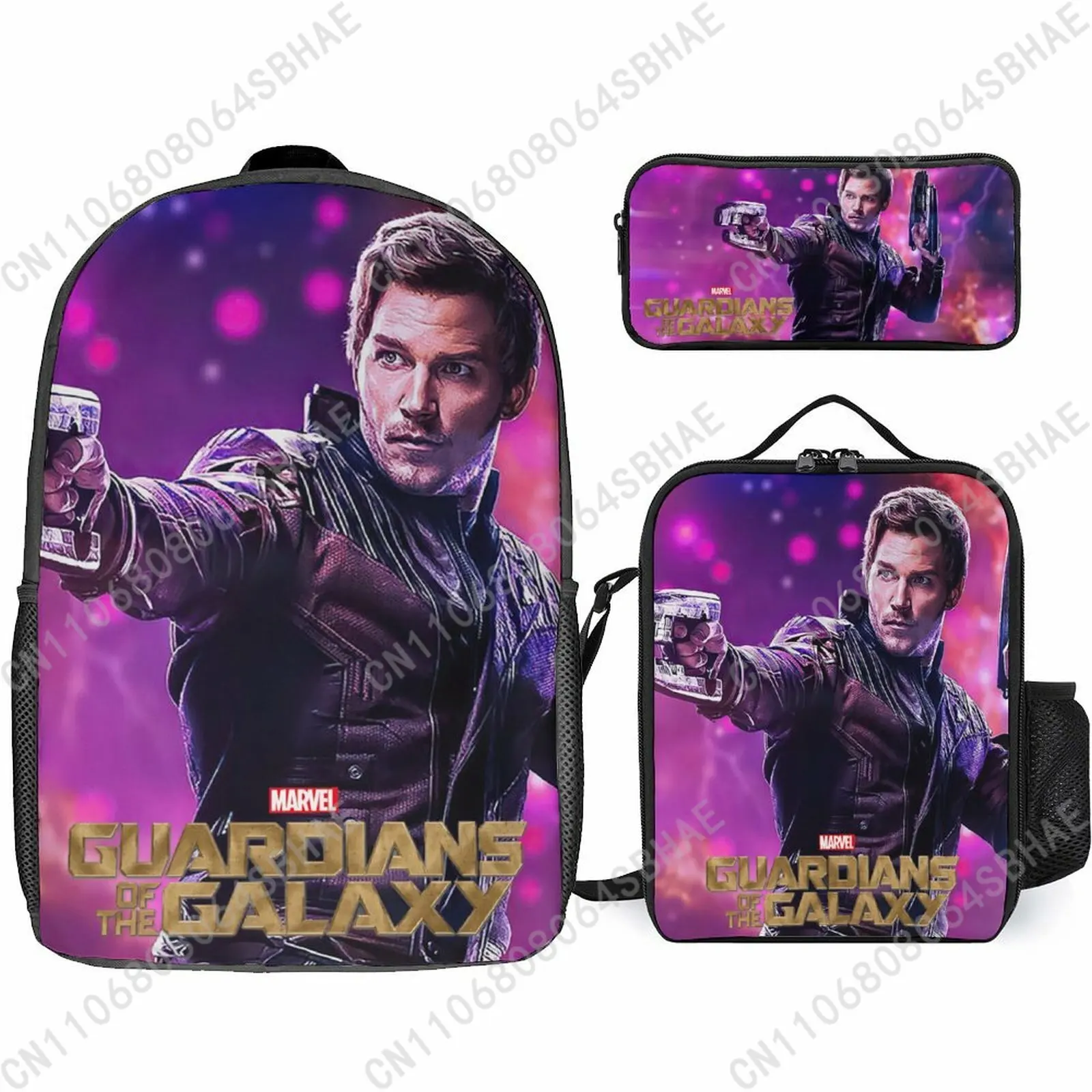 

Marvel Star Lord School Backpack For Teen Middle High School Students 3Pcs Bookbag Lunch Tote Bag Pencil Pouch Cosplay