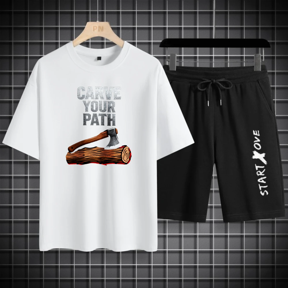 أطقم قمصان رجالية من البوليستر لكرة القدم بالتنقيط ملابس صيفية عصرية بأكمام قصيرة + شورت طقم سويت شيرت قابل للتنفس #1