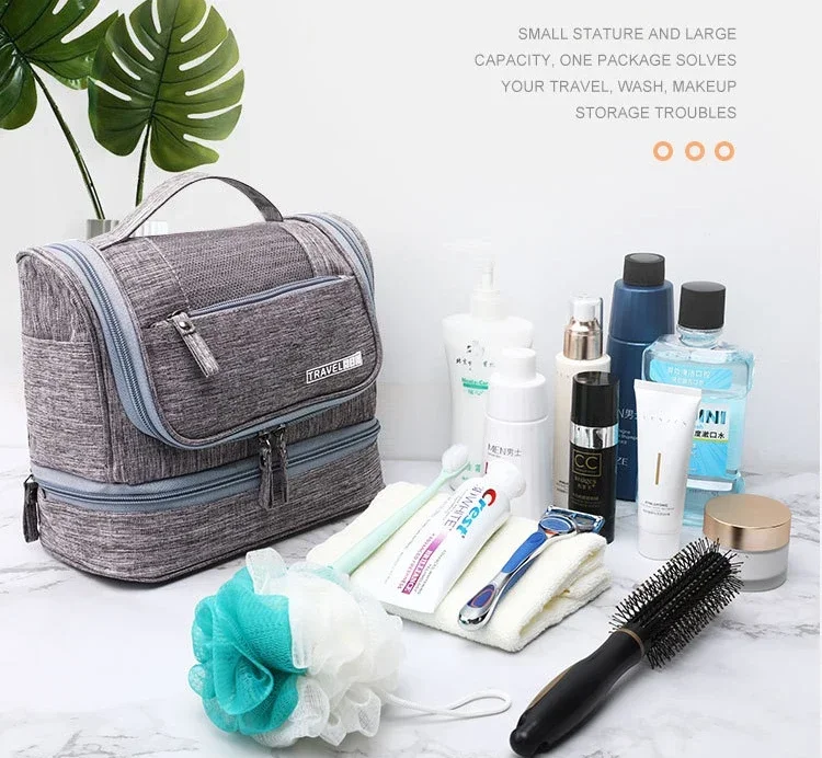 Reise-Toilettentasche mit Trocken-Nass-Trennung und Haken, Große Kapazität, Hängende Kosmetik-Organizer-Tasche für Männer und Frauen, Tragbare Waschtasche – Detail 4