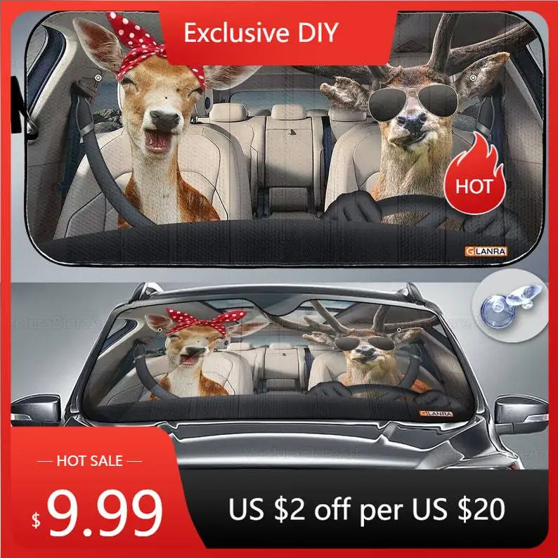 

Deer Couple Car Sun Shade, Deer Auto Car Sun Shade, Deer Lovers, Funny Gift, Deer Sun Shade, Car Sun Protector PHT092205G03