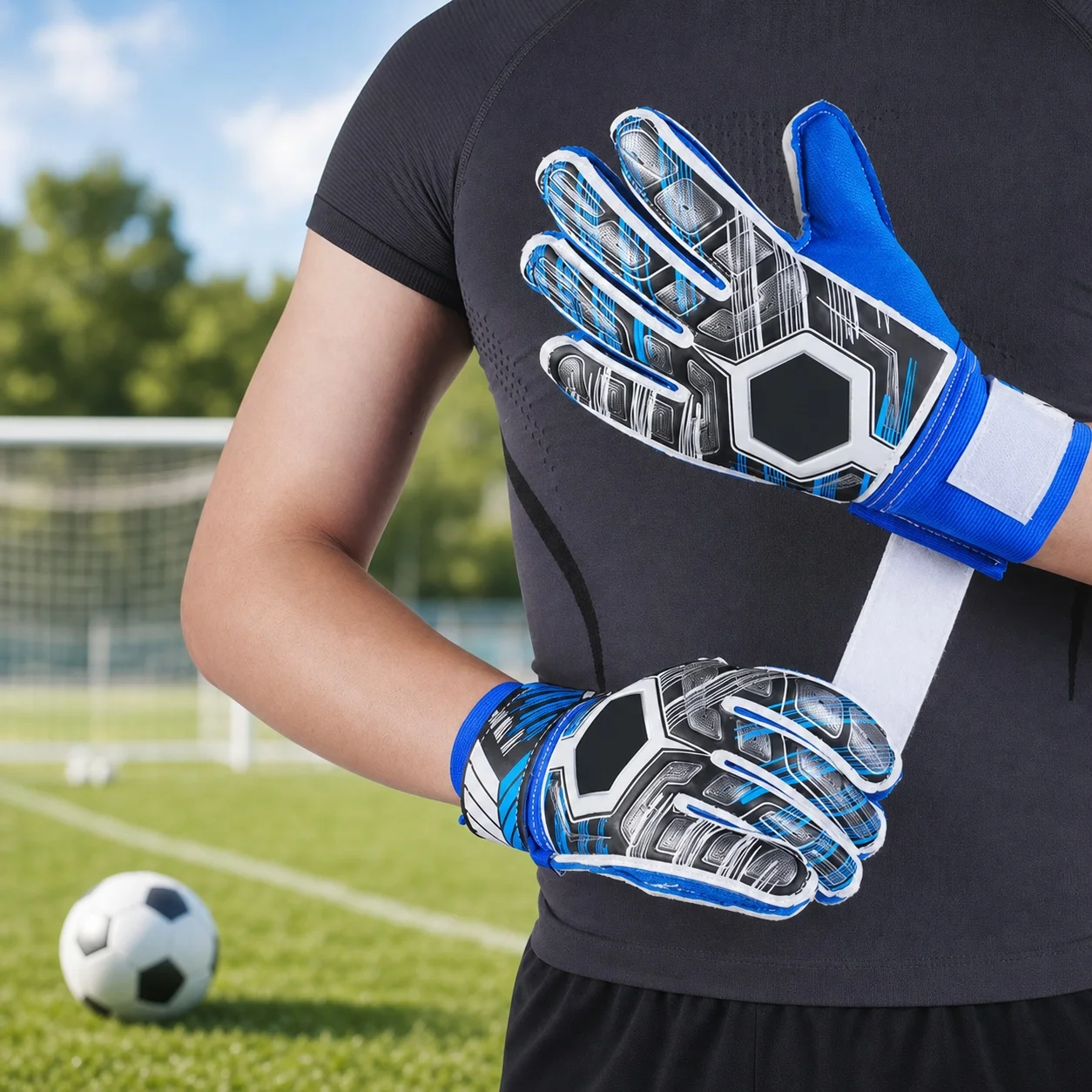 Kids Soccer Goalie Gloves Latex Impact Goalkeeper Gloves Training Match Thick Breathable