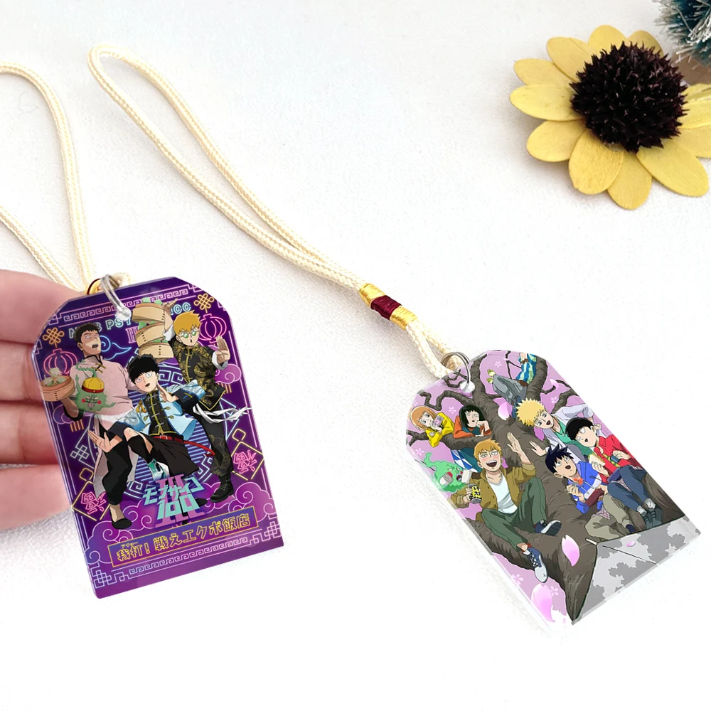 Anime Reigen Arataka Mobu Saiko Hyaku Mob Psycho 100 Kageyama Shigeo Cosplay Crystal Amulet Pendant Keychain Omamori Xmas Gift