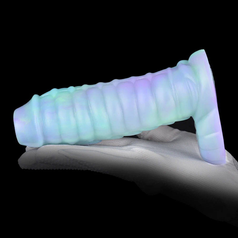 SHAZ Luminous Dragon Textured Penis Sheath Cock Sleeve Delay Ejaculation Ring Hollow Dildo Holster Adult Sex Toy for Men Gay 18+